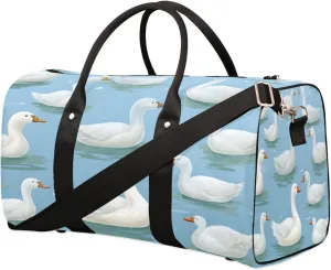 Duffel Bags Goose Swimming Large Tote Bag Ducks Overnight Travel Bags for Women Men Lightweight Duffel Bag Adjustable Strap Carry On Bag Waterproof Gym Travel Bag
