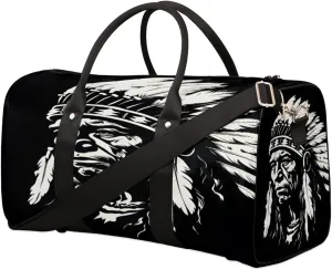Duffel Bags Indian Head Large Tote Bag Ethic Mascot Overnight Travel Bags for Women Men Lightweight Duffel Bag Adjustable Strap Carry On Bag Waterproof Gym Travel Bag