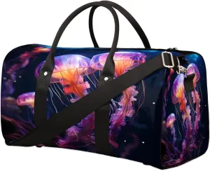 Duffel Bags Jellyfish Ocean Large Tote Bag Jellyfish Overnight Travel Bags for Women Men Lightweight Duffel Bag Adjustable Strap Carry On Bag Waterproof Gym Travel Bag