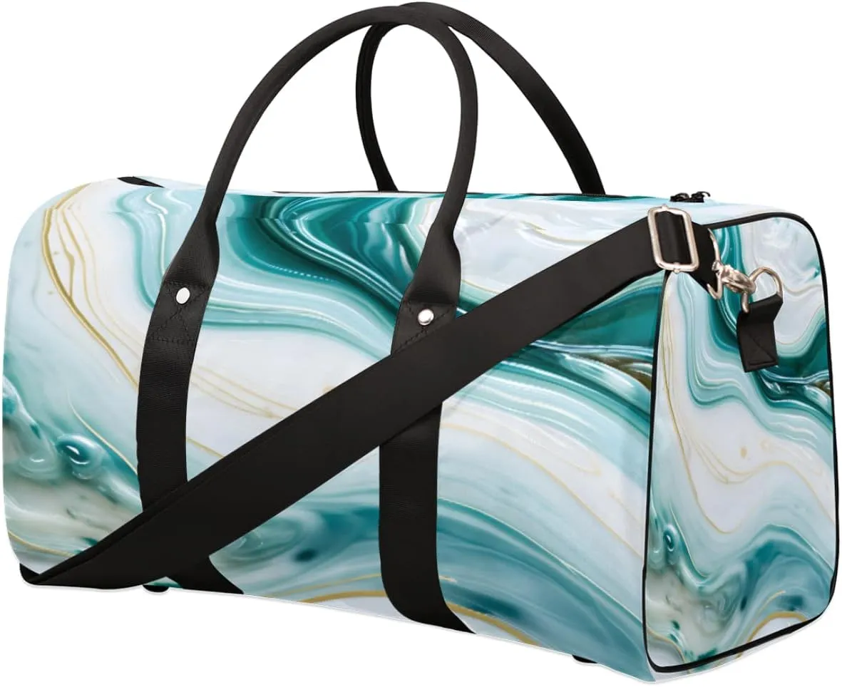 Duffel Bags Natural Liquid Texture Large Tote Bag Art Painting Overnight Travel Bags for Women Men Lightweight Duffel Bag Adjustable Strap Carry On Bag Waterproof Gym Travel Bag