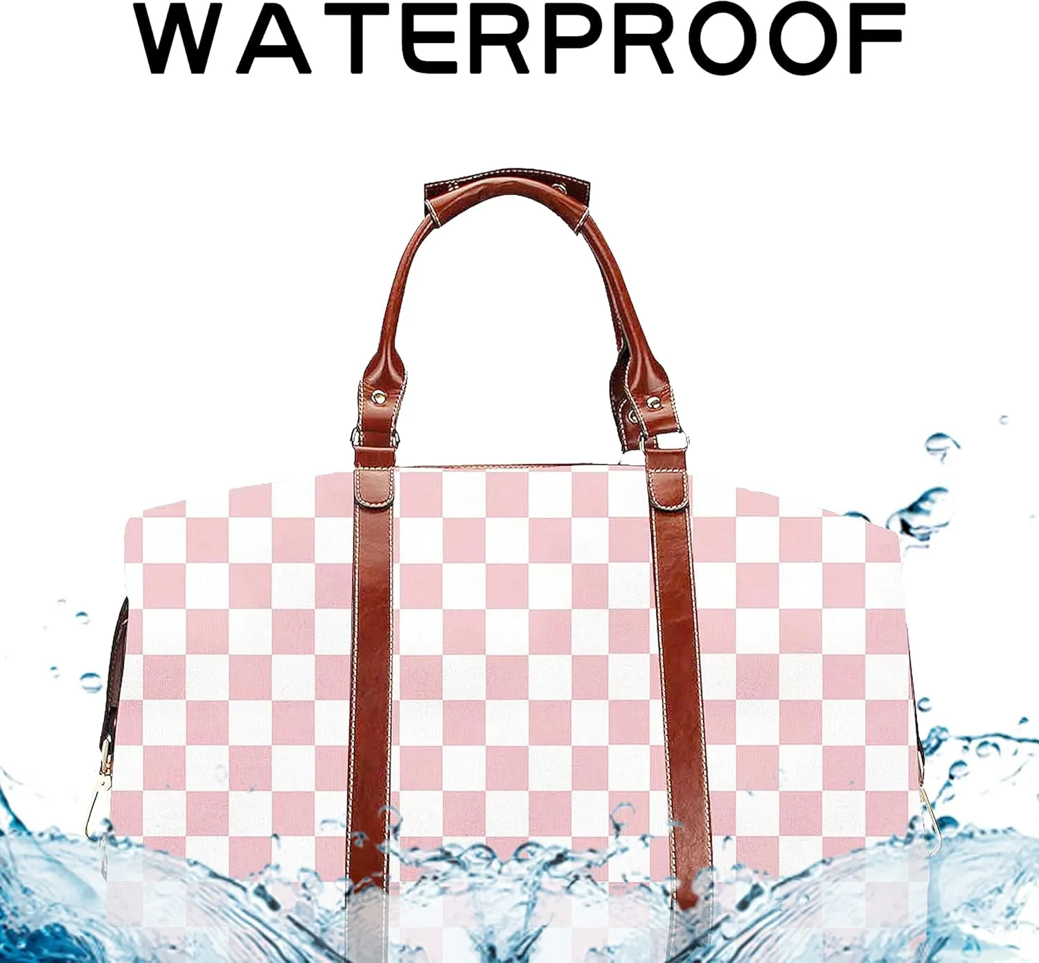 Duffel Weekender Overnight Travel Carry on Bags Checkerboard Sport Gym Tote with Pocket for Women