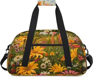 Duffle Bag Bee Flower Leaf Pastoral Gym Bag Travel Bag Luggage Bag Waterproof Lightweight Sports for Dance Gymnastics Cheers Soccer Wrestling Hospital, for Weekender Overnight