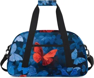 Duffle Bag Butterfly Flower Red Animal Gym Bag Travel Bag Luggage Bag Waterproof Lightweight Sports for Dance Gymnastics Cheers Soccer Wrestling Hospital, for Weekender Overnight