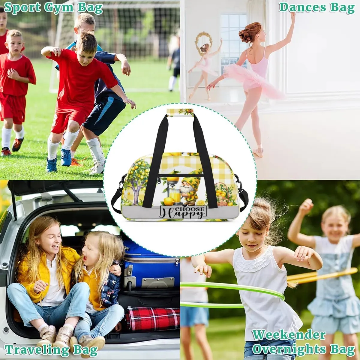 Duffle Bag Dwarf Lemon Tree Trellis PersonalizedGym Bag Travel Bag Luggage Bag Waterproof Lightweight Sports for Dance Gymnastics Cheers Soccer Wrestling Hospital, for Weekender Overnight
