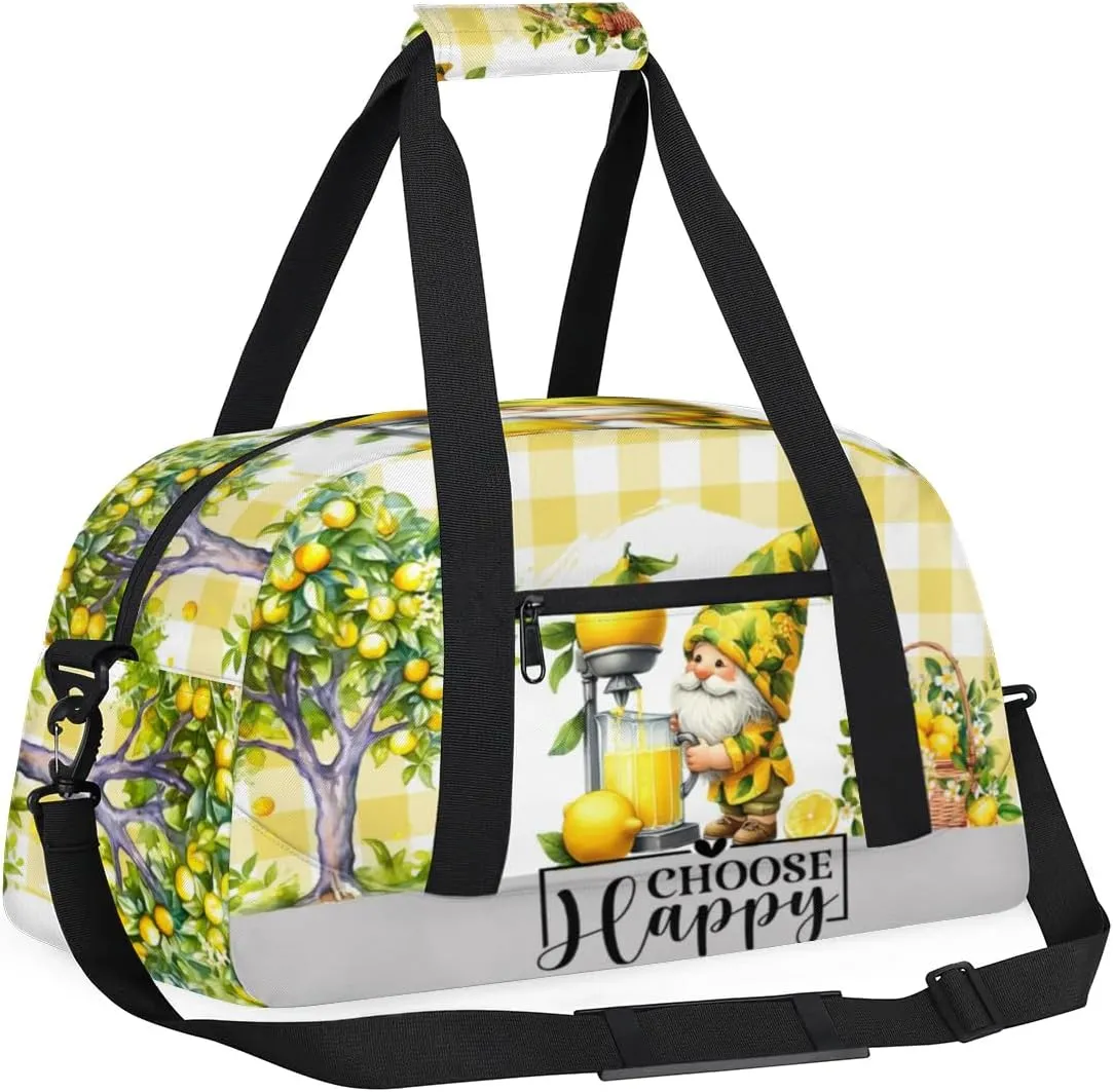 Duffle Bag Dwarf Lemon Tree Trellis PersonalizedGym Bag Travel Bag Luggage Bag Waterproof Lightweight Sports for Dance Gymnastics Cheers Soccer Wrestling Hospital, for Weekender Overnight