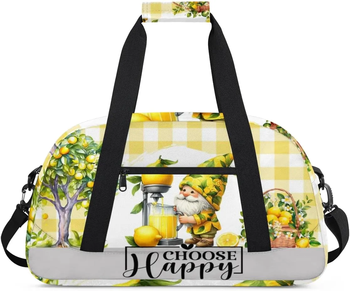 Duffle Bag Dwarf Lemon Tree Trellis PersonalizedGym Bag Travel Bag Luggage Bag Waterproof Lightweight Sports for Dance Gymnastics Cheers Soccer Wrestling Hospital, for Weekender Overnight