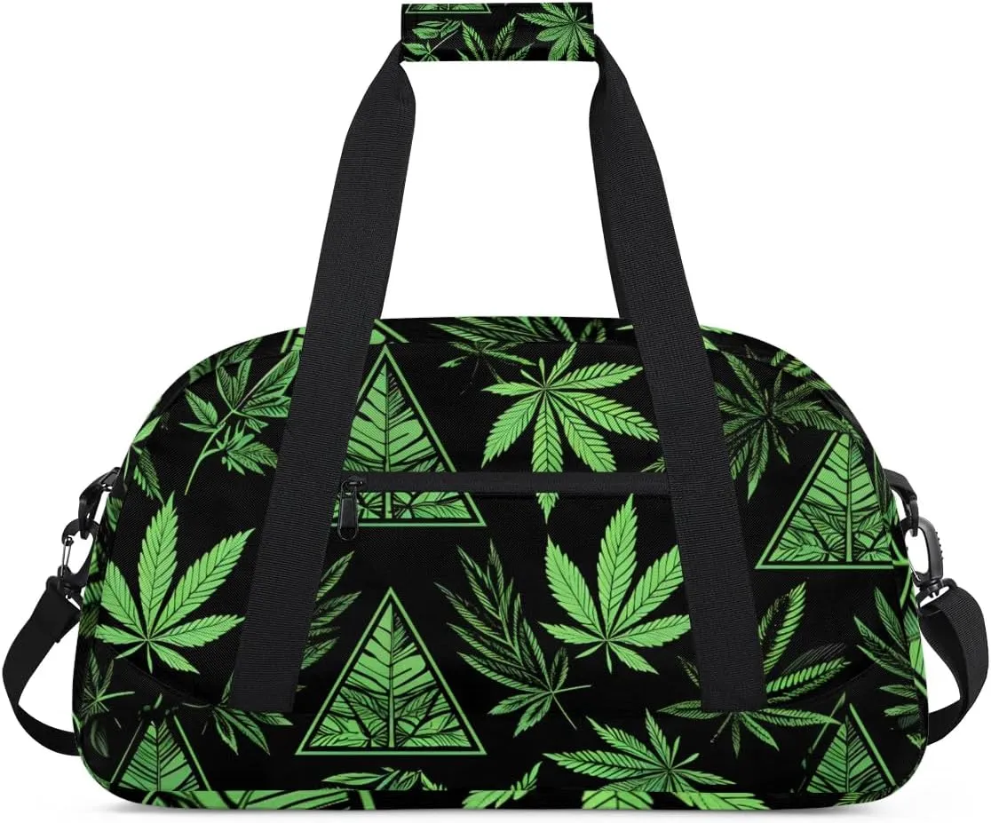 Duffle Bag Triangular Leaf Palm Leaf Plant Gym Bag Travel Bag Luggage Bag Waterproof Lightweight Sports for Dance Gymnastics Cheers Soccer Wrestling Hospital, for Weekender Overnight