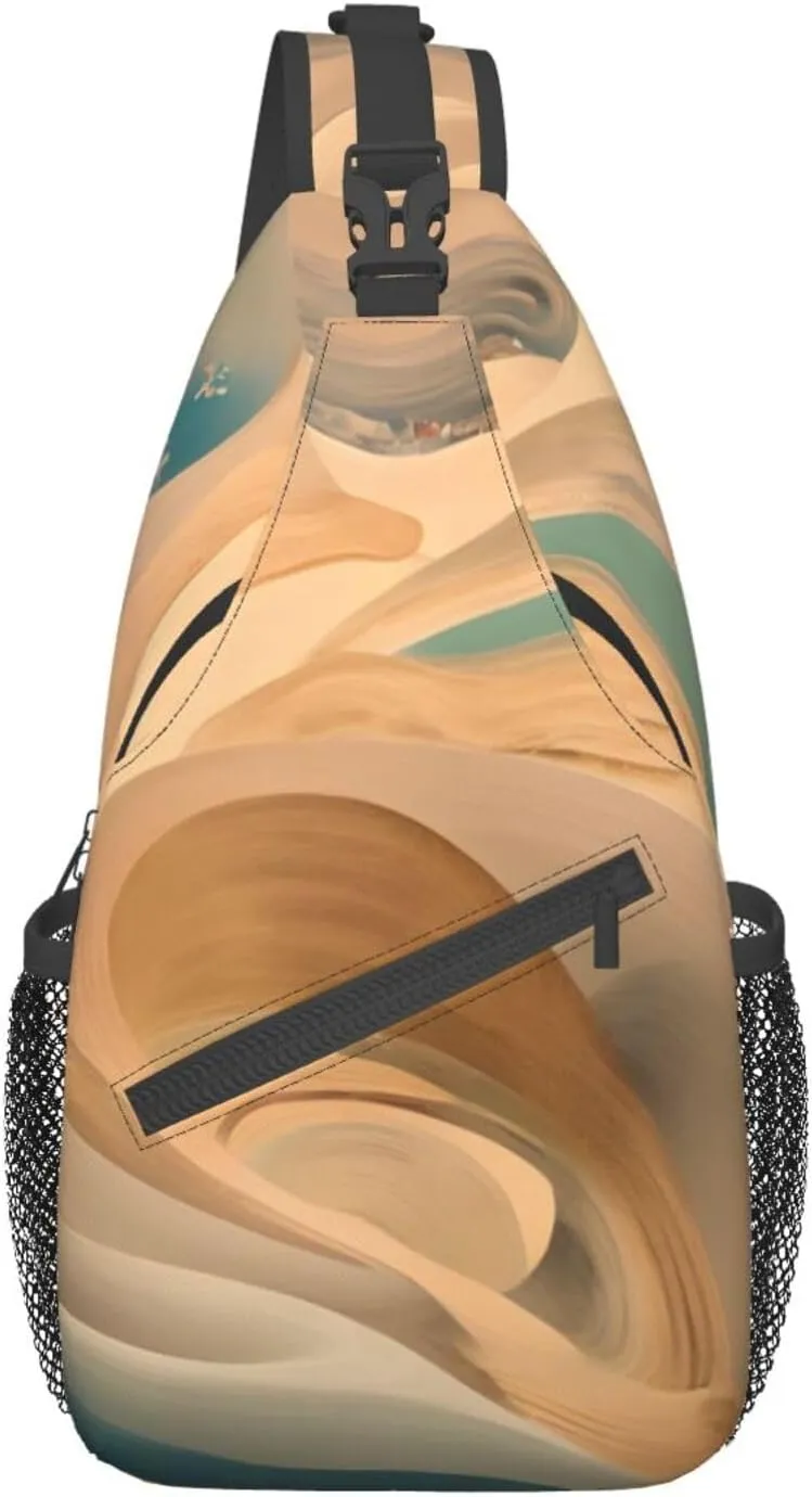 Dunhuang Mystery Crossbody Bag, Men'S And Women'S Chest Crossbody Bag, Zipper Closure, Strap Length Adjustable