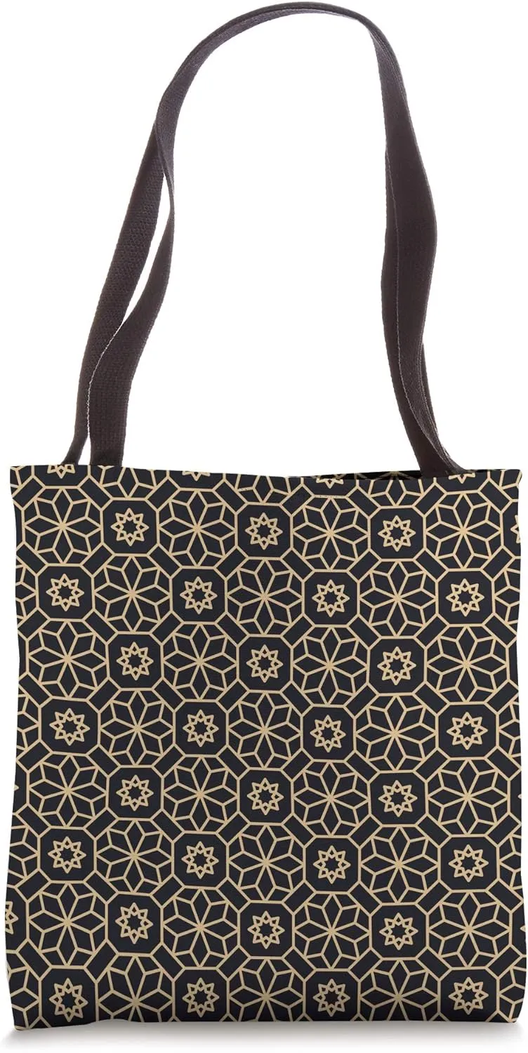 Eastern Arabian Yellowish Beige Ethnic Arabesque Pattern Tote Bag