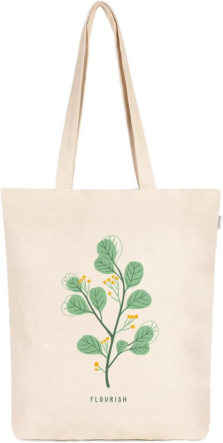 Eco Right Aesthetic Canvas Tote Bag for Women Zippered Closure, Beach, Shopping, Travel, Gifts for womens tote bag