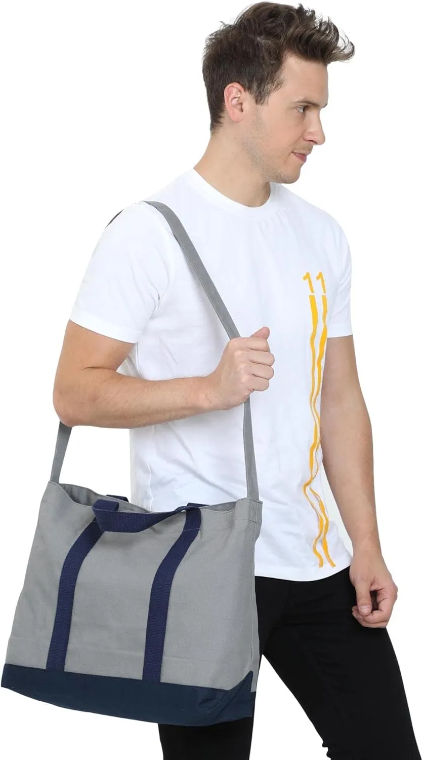 Eco Right Extra Large Canvas Tote Bag for Shopping & Work, Beach Bag with Adjustable Crossbody Handles