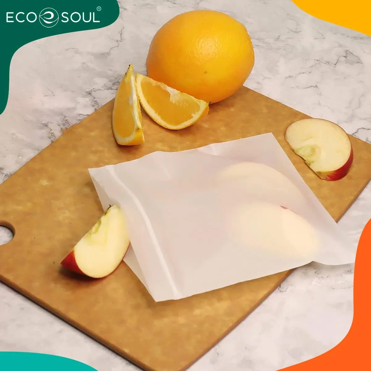 ECO SOUL 100% Compostable Sandwich Bags [100 Counts][7.25"x6"] Resealable Bags for Food, Freezer, Eco-friendly Zip, Reusable Biodegradable