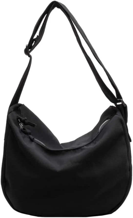 Economical Cotton Canvas Tote Bag,Women Hobo Shoulder Bag Crossbody Handbag with 3 External Pocket,Zipper Closure