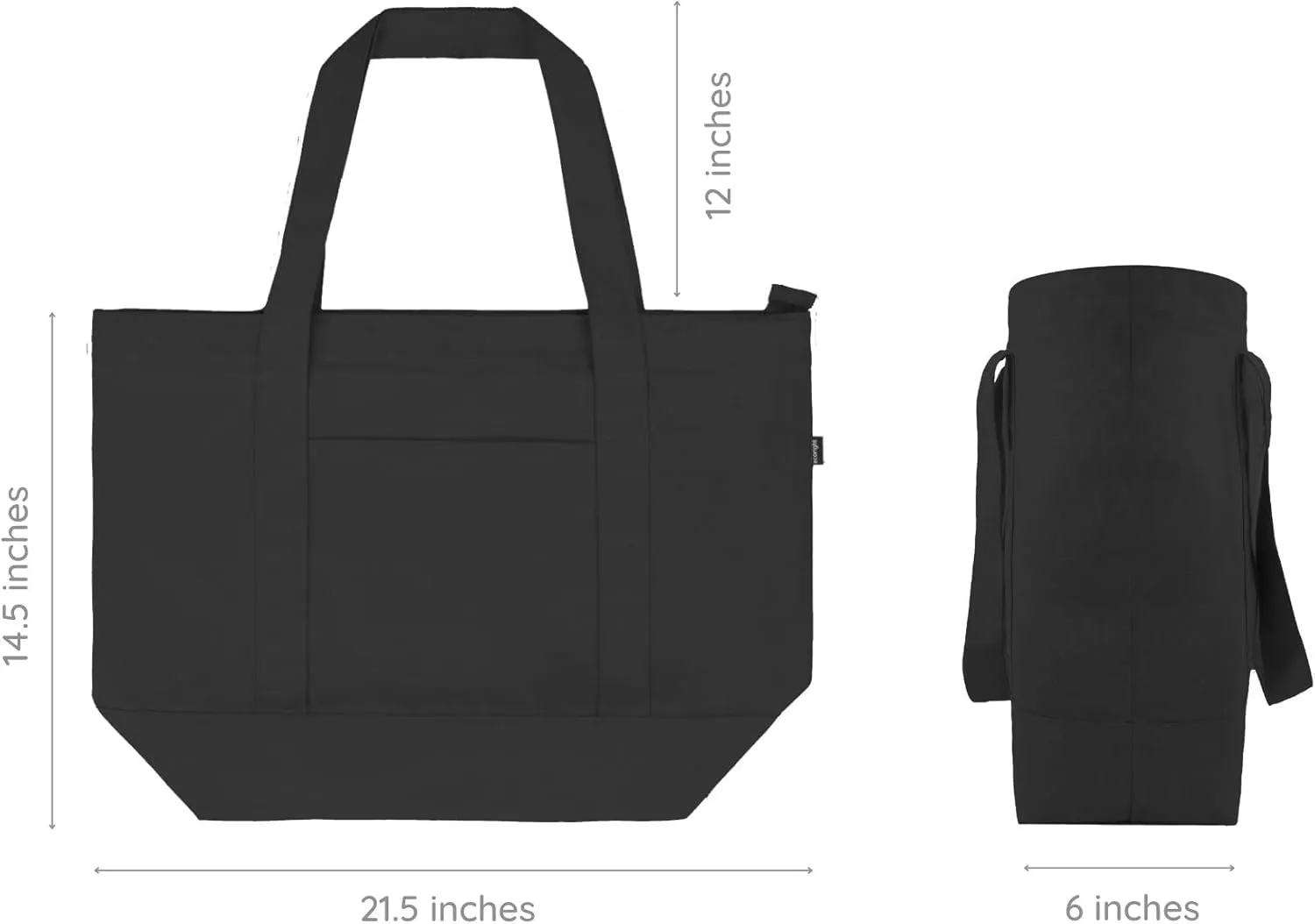 Ecoright Canvas Tote Bag for Women with Zip & Inner Pocket, 100% Organic Cotton Tote Bags for Men, Shopping, Beach