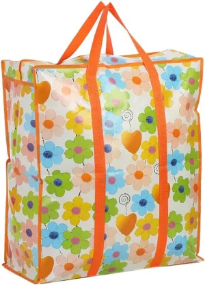 Effective Storage Bag with Zippers and Handle User Friendly Shopper Bag with Zippers Large Fabric Storage Handbag