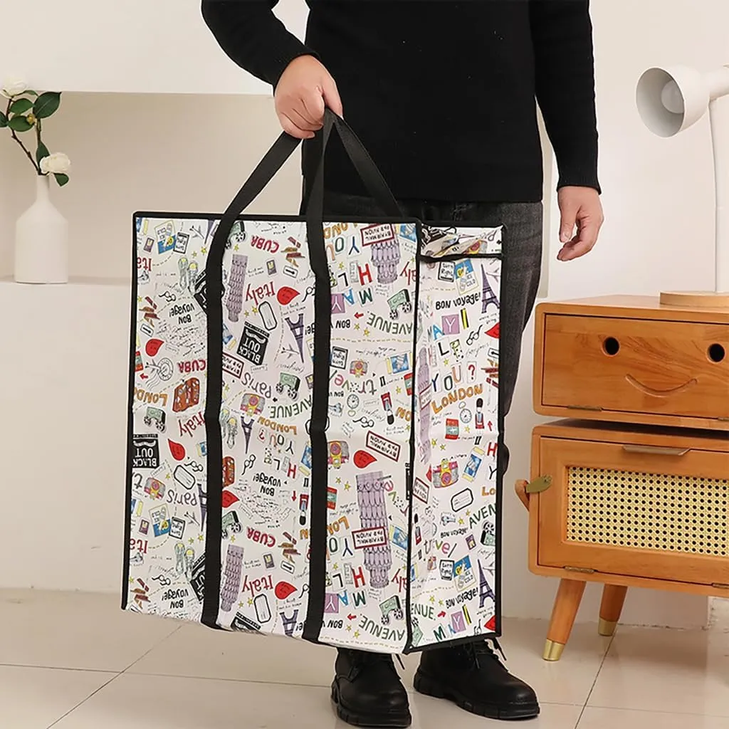 Effective Storage Bag with Zippers and Handle User Friendly Shopper Bag with Zippers Large Fabric Storage Handbag