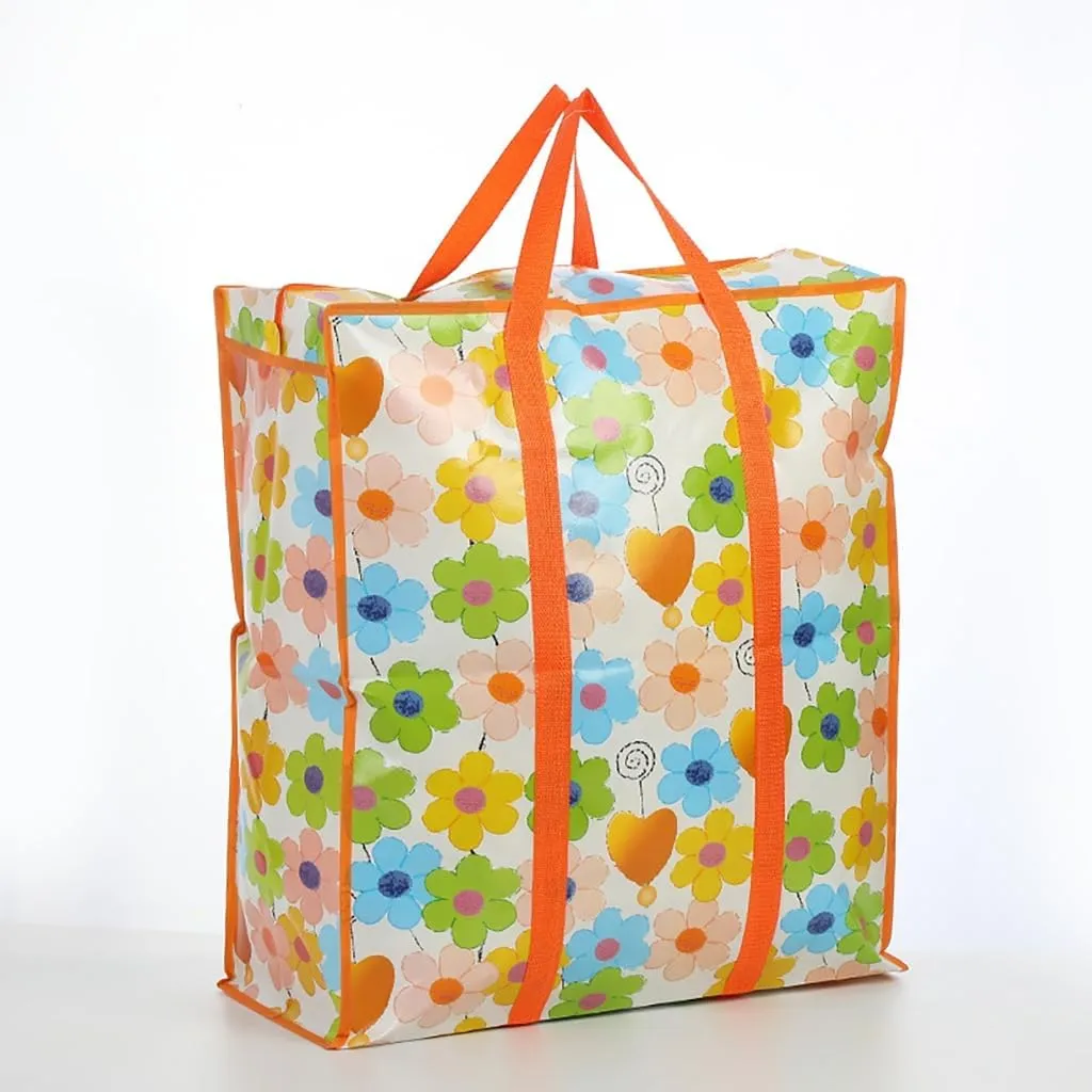 Effective Storage Bag with Zippers and Handle User Friendly Shopper Bag with Zippers Large Fabric Storage Handbag