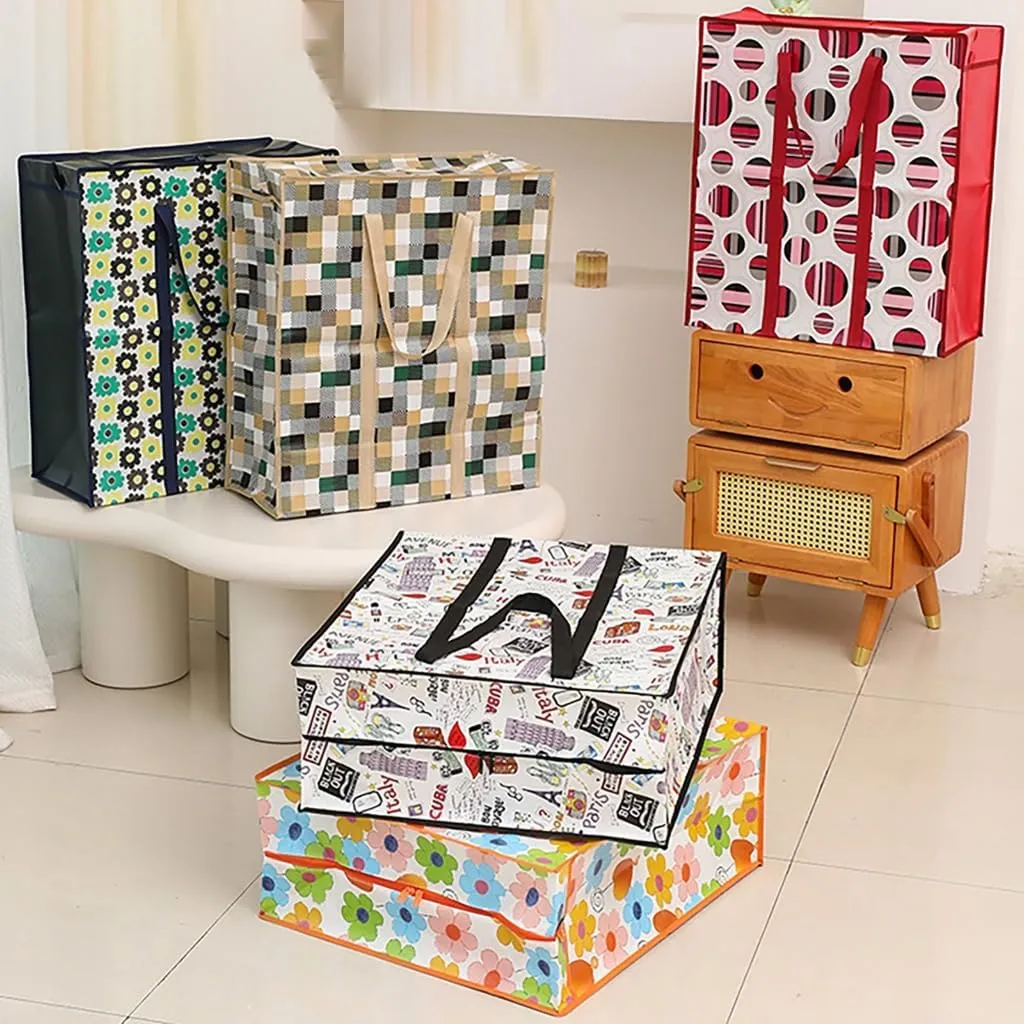Effective Storage Bag with Zippers and Handle User Friendly Shopper Bag with Zippers Large Fabric Storage Handbag