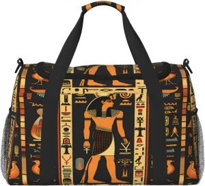 Egyptian Egypt Hieroglyphs Duffle Bag Travel Duffel Bags for Men Women Waterproof Gym Overnight Weekender Bag Carry on Tote Bag