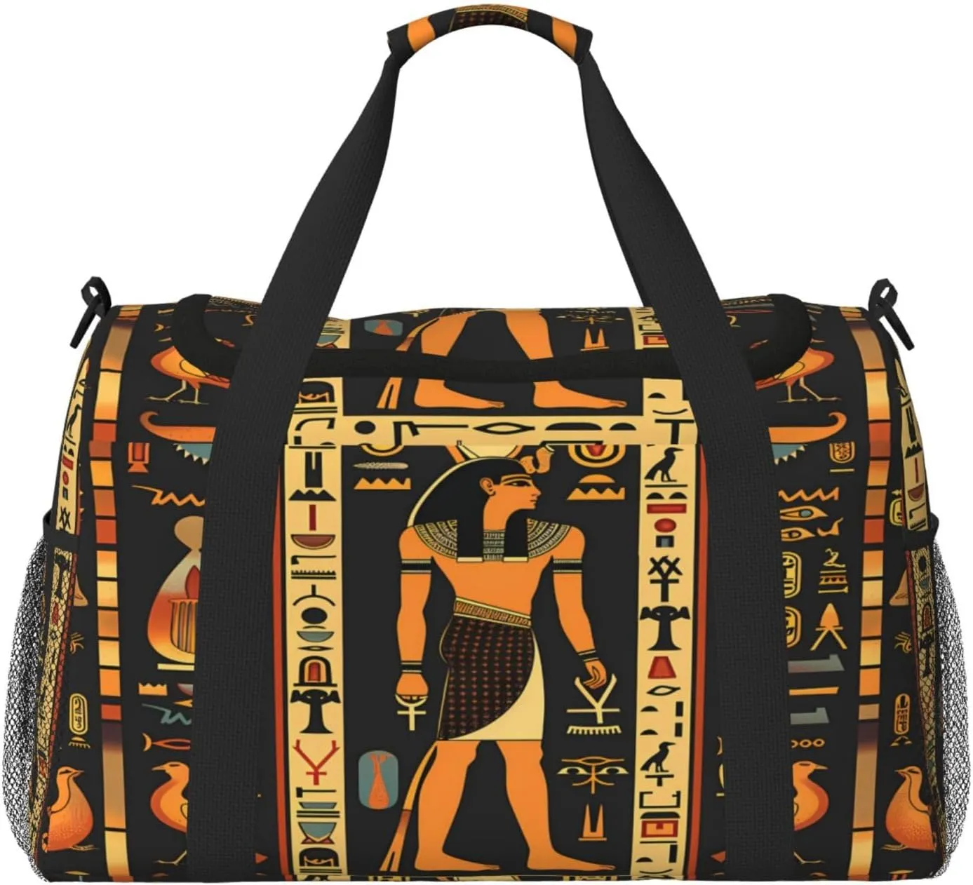 Egyptian Egypt Hieroglyphs Duffle Bag Travel Duffel Bags for Men Women Waterproof Gym Overnight Weekender Bag Carry on Tote Bag