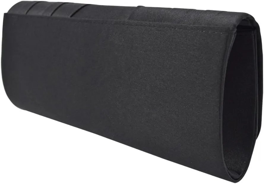 Elegant Classic Solid Satin Pleated Satin Flap Clutch Evening Bag Handbag