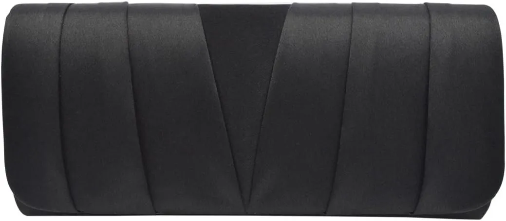 Elegant Classic Solid Satin Pleated Satin Flap Clutch Evening Bag Handbag