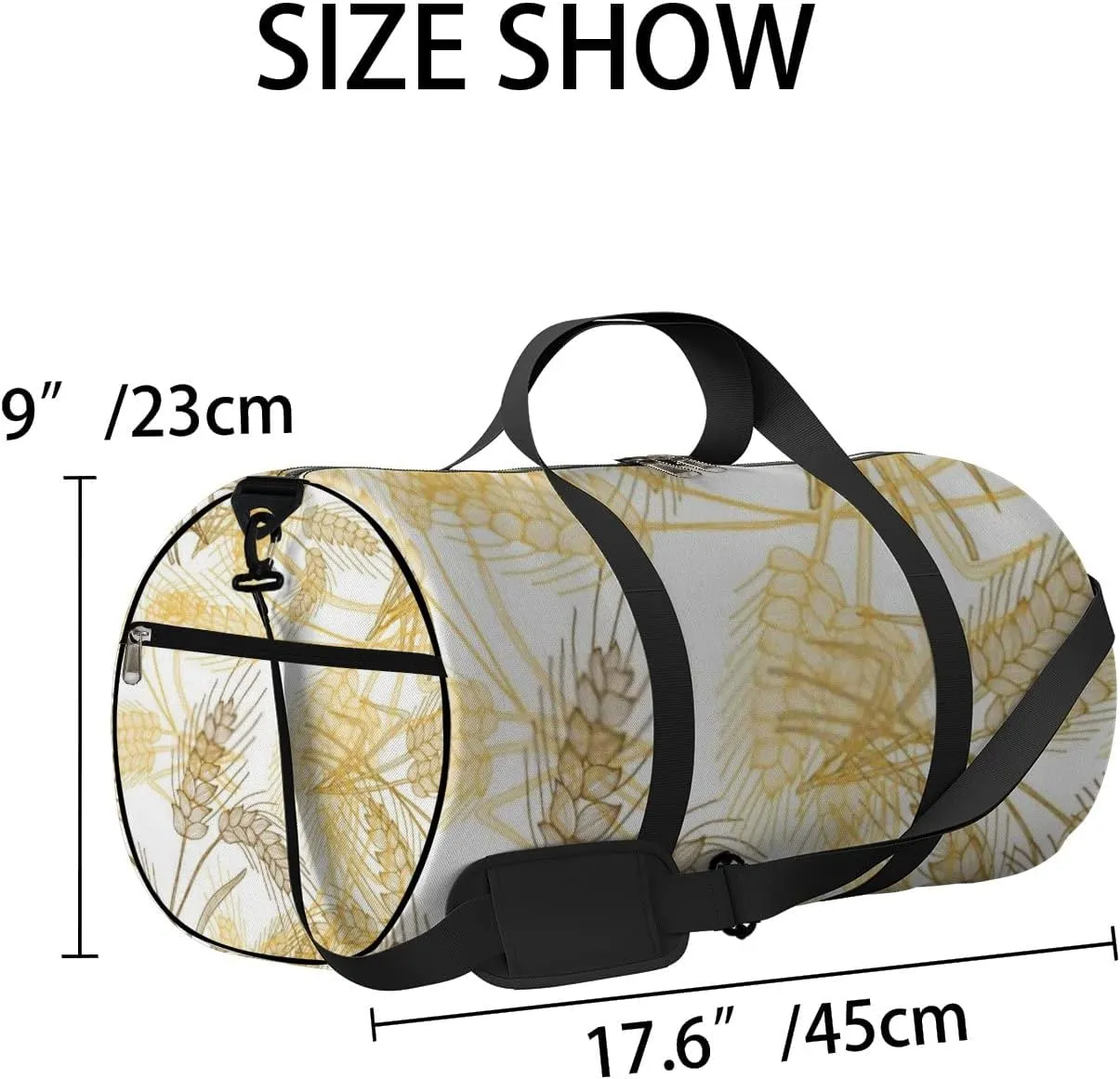 Elegant Seamless Pattern Hand Drawn Decorative Sports Bag Tote Bag Waterproof Gym Bag with Shoulder Strap Zipper 2 Side Pockets for Men and Women, Travel and Storage Shoulder Bag.