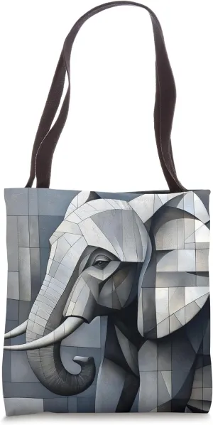 Elephant Angular Tusks Geometric Tote Bag