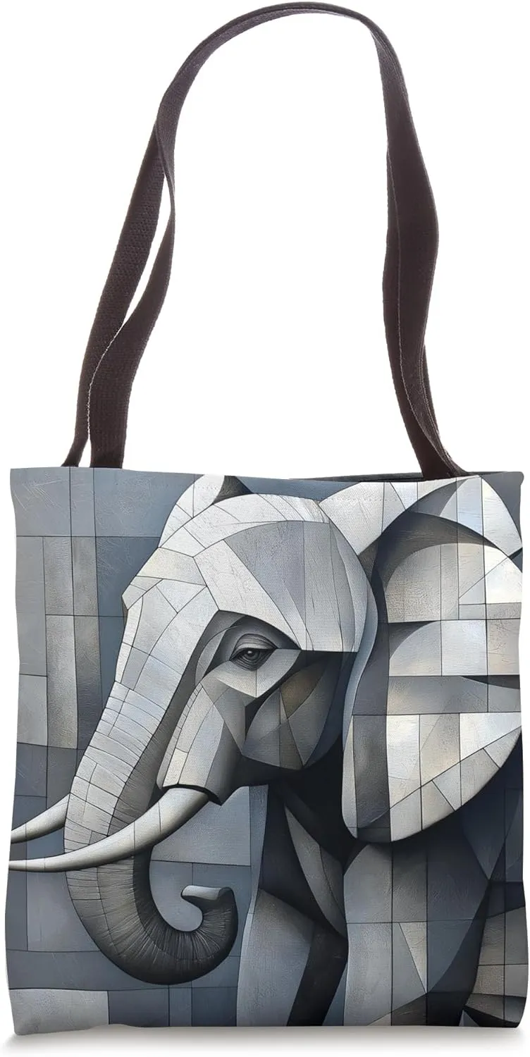 Elephant Angular Tusks Geometric Tote Bag
