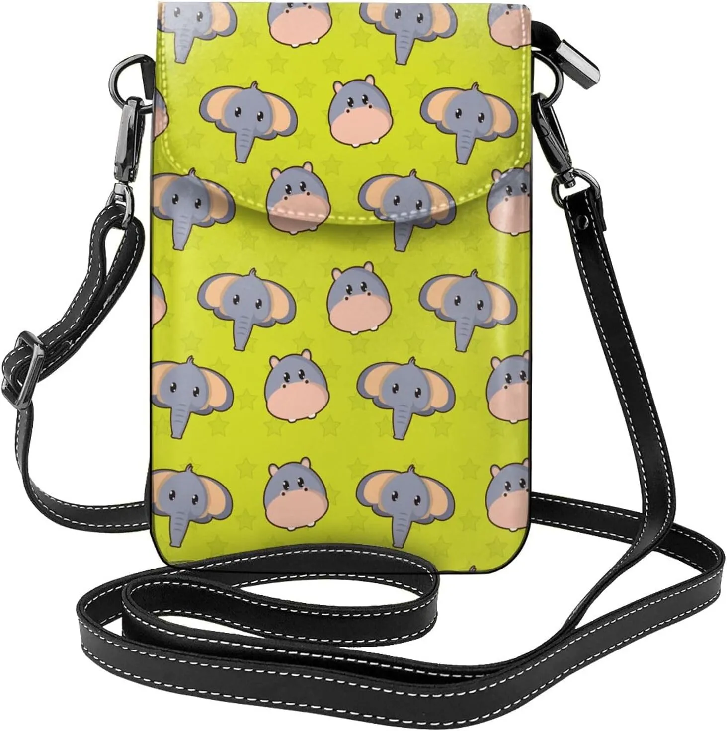 Elephant Hippo Head Small Crossbody Bags for Women Travel Cell Phone Pouch PU Leather Cross Body Bag Adjustable Shoulder Strap Phone Purses Lightweight Wallet Purse with Credit Card Slots