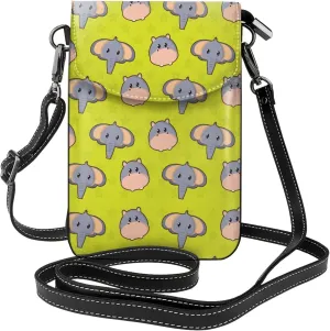 Elephant Hippo Head Small Crossbody Bags for Women Travel Cell Phone Pouch PU Leather Cross Body Bag Adjustable Shoulder Strap Phone Purses Lightweight Wallet Purse with Credit Card Slots