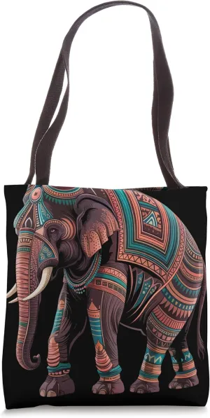 Elephant Indian Tribal Art Native American Tote Bag