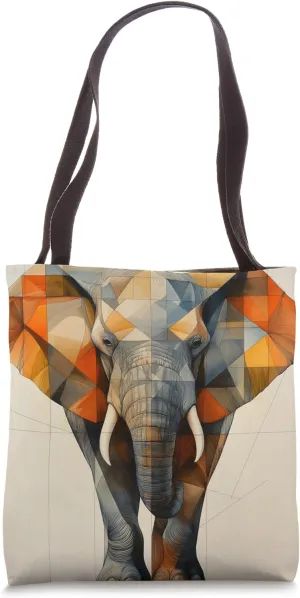 Elephant With Tusks Geometric Tote Bag