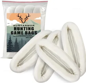 Elk Game Bags Hunting Meat: 4-Pack Reusable Meat Game Bags, 48-Inch Game Deer, Antelope and Sheep Bags, Rolled Heavy Duty Quarter Bags, Big Game Bags for Elk, Caribou, Deer