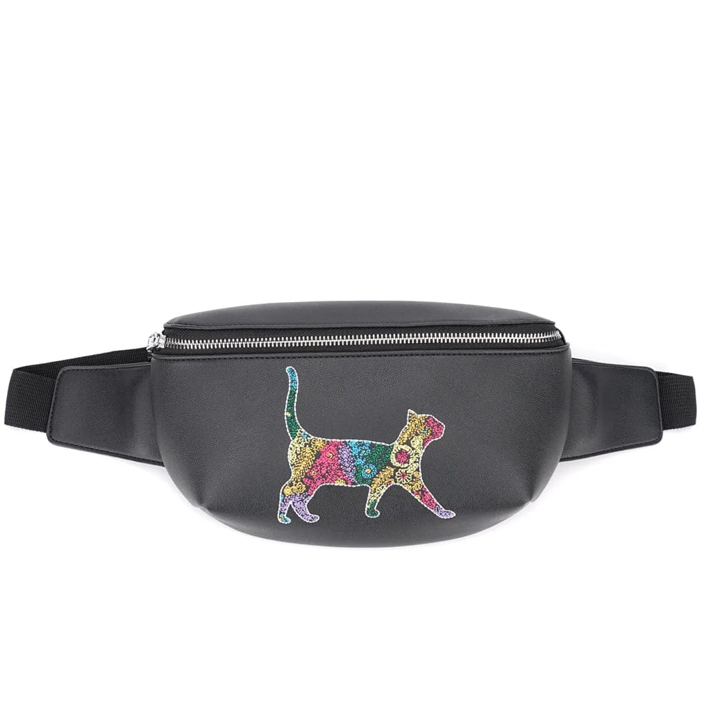 Embroidered Cat Chest Bag | Crossbody Cat Bag