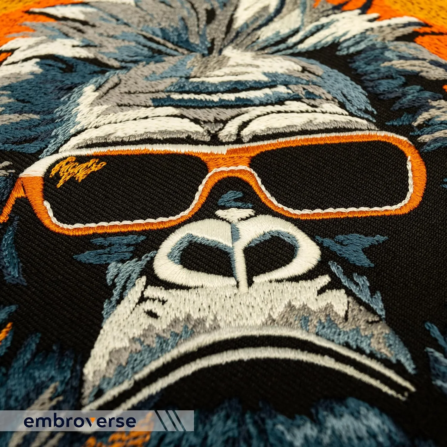 EMBROVERSE Urban Gorilla Boss Embroidered Large Patch - Luxury Cool Ape Cityscape Backdrop Street Style Iron-On Back Jacket Accessory, 8.9 x 10 inches