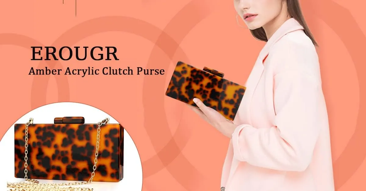 EROGE Acrylic Clutch Purse Perspex Box Colorful Geometric Design Handbags for Women