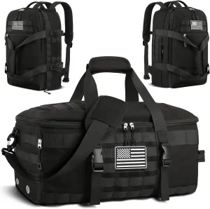 ETRONIK Gym Bags for Men, Large Tactical Duffle Bag Backpack with Shoe Compartment, 3 in 1 Carry on Bag Travel Backpack with Wet Pocket, Weekender Overnight Range Bag for Workout Football Gym, Black