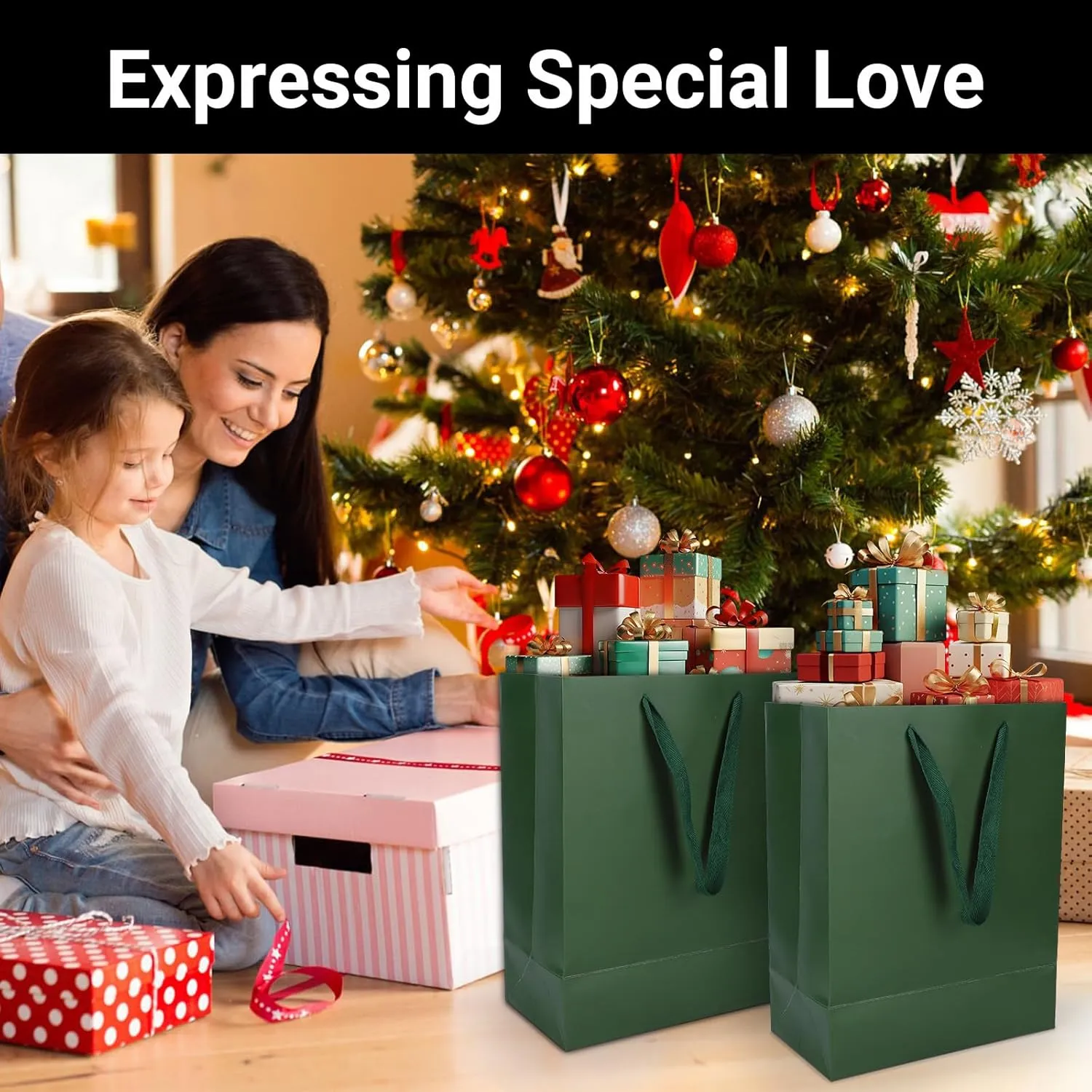 EUSOAR Paper Gift Bags, 20pcs 9.8"x5.1"x12.6" Large Kraft Gift Wrap Bags with Handles, Merchandise Business Retail Grocery Shopping Wrapping Wedding Birthday Thank You Gift Bags Party Favor