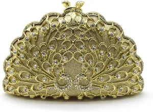 Evening Clutch Purse for Women Formal, Metallic Evening Handbags Metal Chain Shoulder Bag, Rhinestone Purse