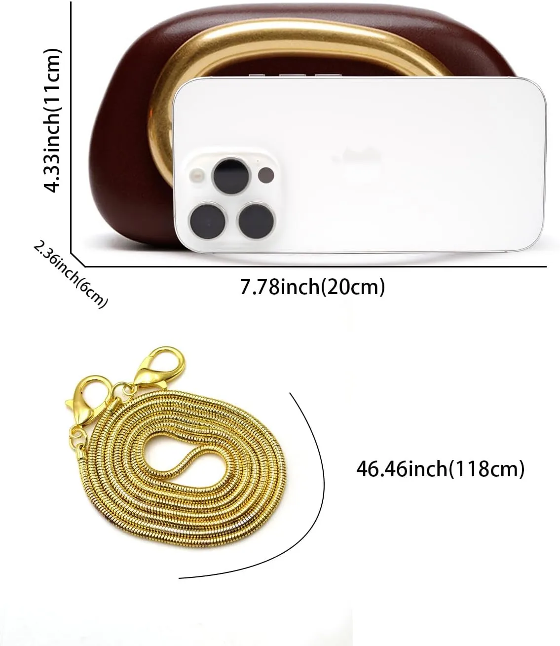 Evening Clutch Purse for Women, PU Leather Purse Evening Handbags Metal Chain Shoulder Bag, Crossbody Bag