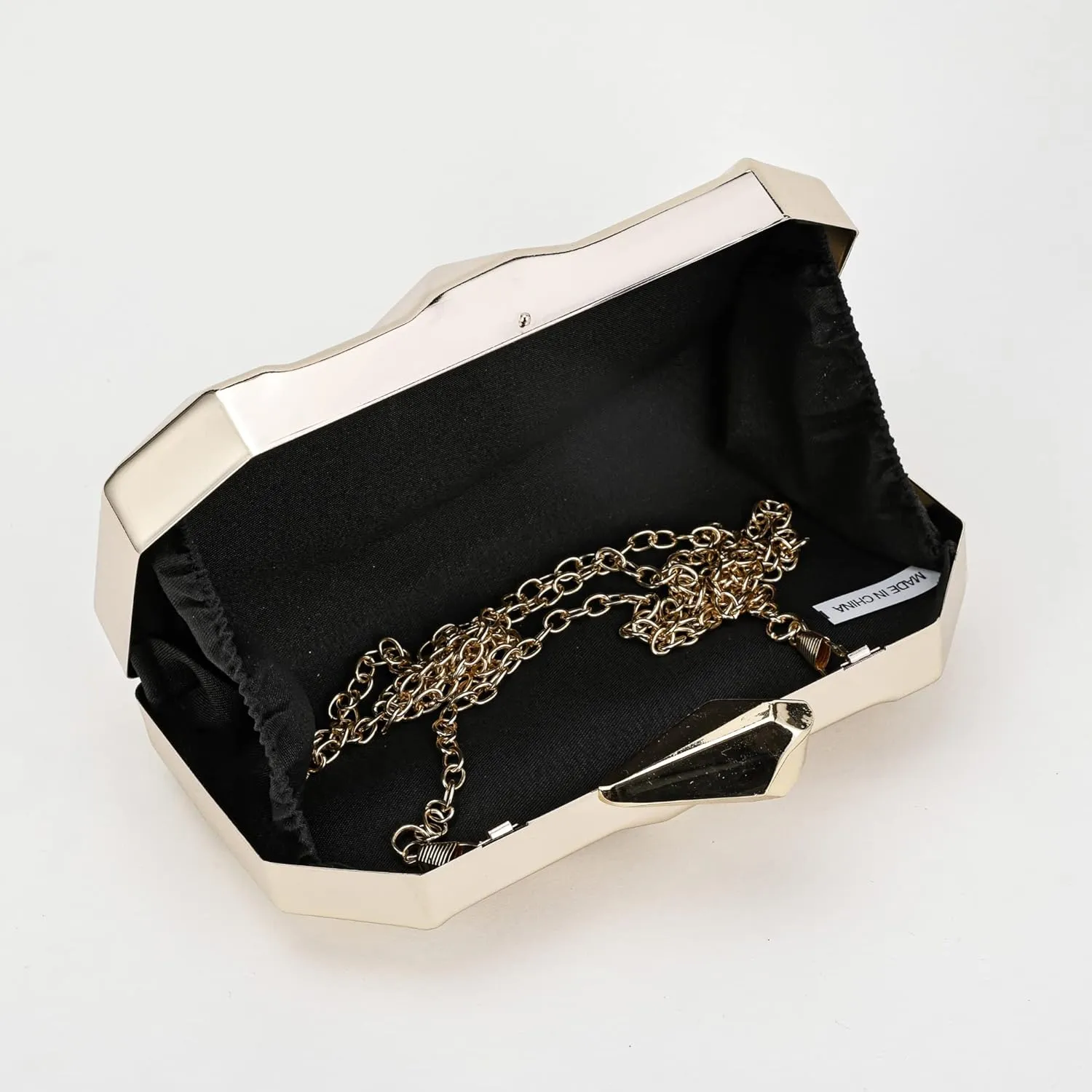 Evening Geometric Handbags Crossbody bags for Women Metal Clutch Purses for Parties Wedding with Chain