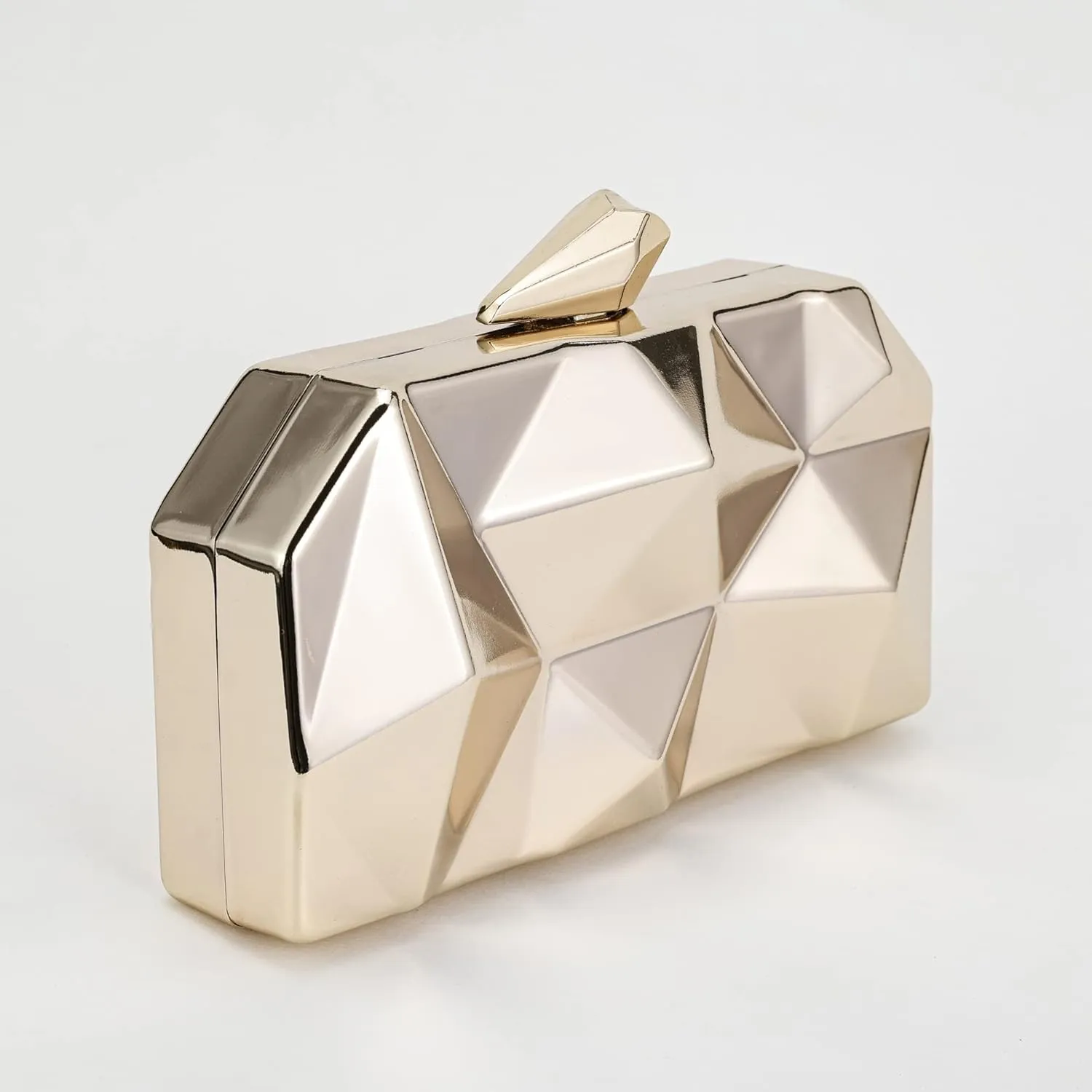Evening Geometric Handbags Crossbody bags for Women Metal Clutch Purses for Parties Wedding with Chain