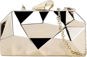 Evening Geometric Handbags Crossbody bags for Women Metal Clutch Purses for Parties Wedding with Chain