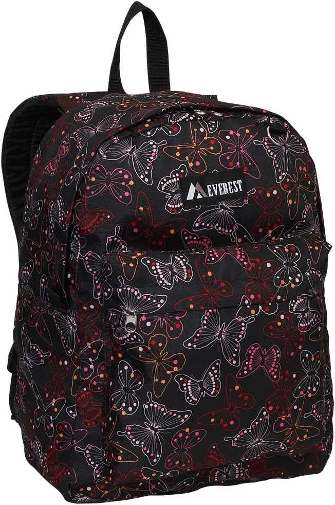 Everest Luggage Printed Pattern Backpack, Butterfly, Medium