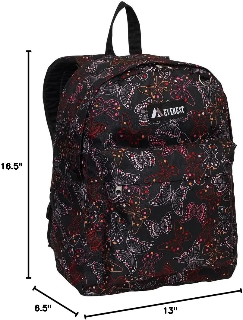 Everest Luggage Printed Pattern Backpack, Butterfly, Medium