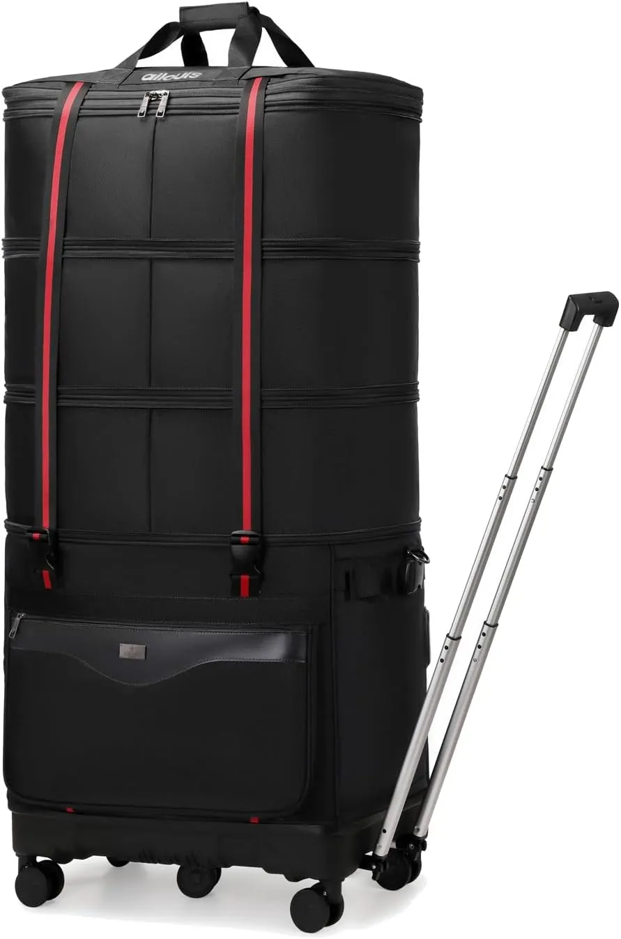 Expandable Foldable Luggage with Telescoping Handle Collapsible Suitcase with Removable Universal Wheels Rolling Duffel Bag Travel Bag for Men Women