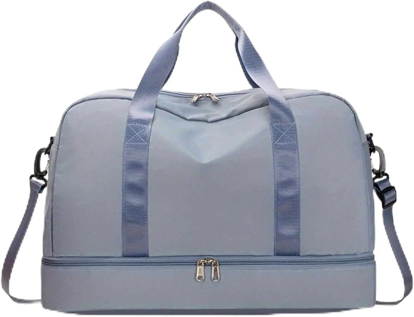 Expandable Travel Luggage Bag Sports Handbag Fitness Large Capacity Women's Shoulder Bag (Color : Blue, Size : 46x32cm)