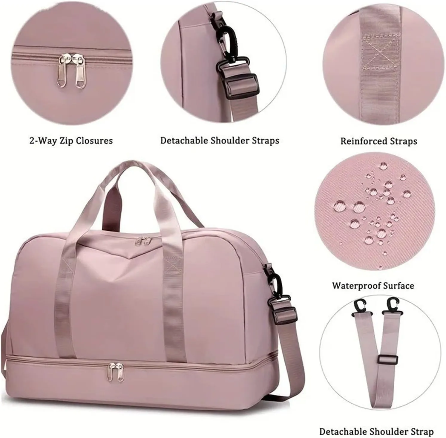 Expandable Travel Luggage Bag Sports Handbag Fitness Large Capacity Women's Shoulder Bag (Color : Blue, Size : 46x32cm)