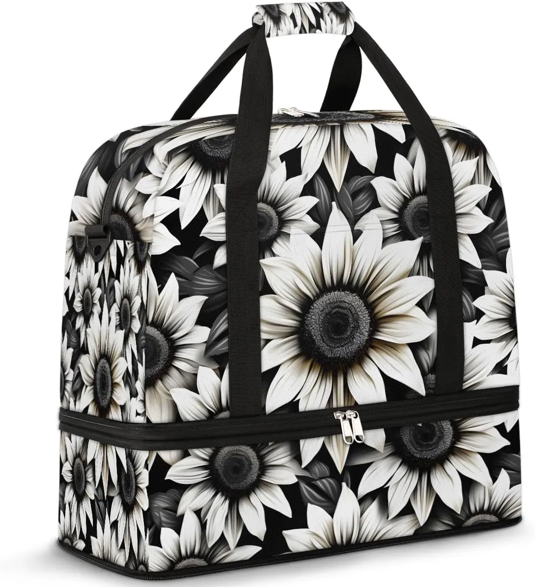 Exquisite Drawing Flora Patterns Travel Duffle Bag, Collapsible Travel Bag Sports Gym Bag With Shoes Compartment Weekender Bag Overnight Bag For Women Men